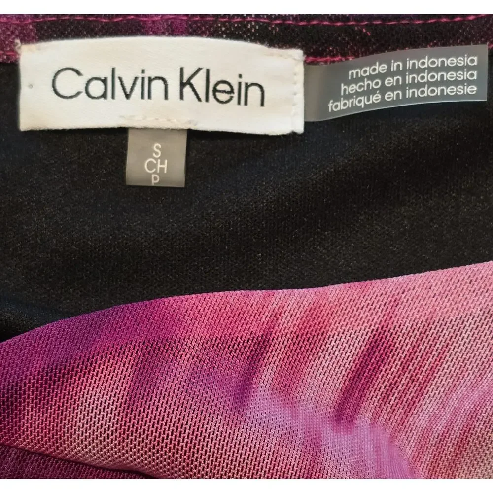 Calvin Klein Blouse Womens Small Asymmetrical Neck Ruched Abstract Colorful NWT - Picture 6 of 11